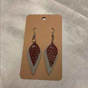 Genuine leather handmade earrings with jewels